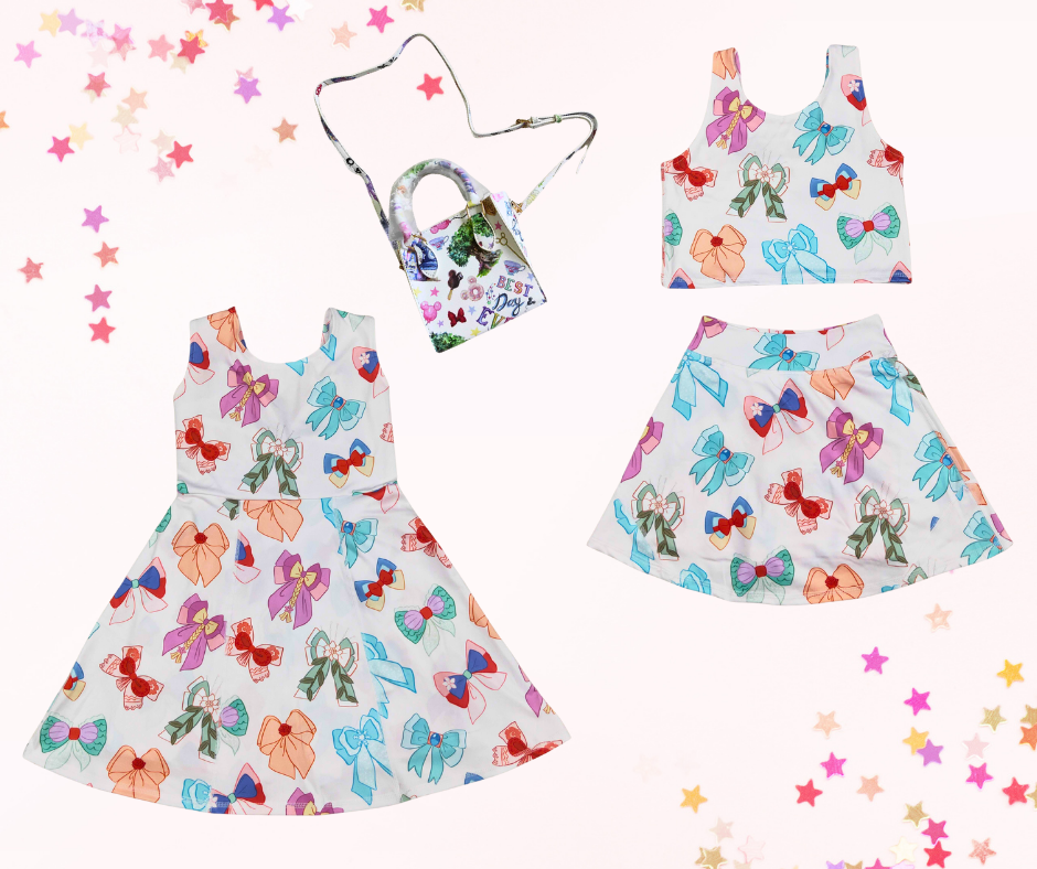 Girls Athletic Dress or Skort Set – Matching Prints| Coquette Inspired Bow| Built-In Shorts
