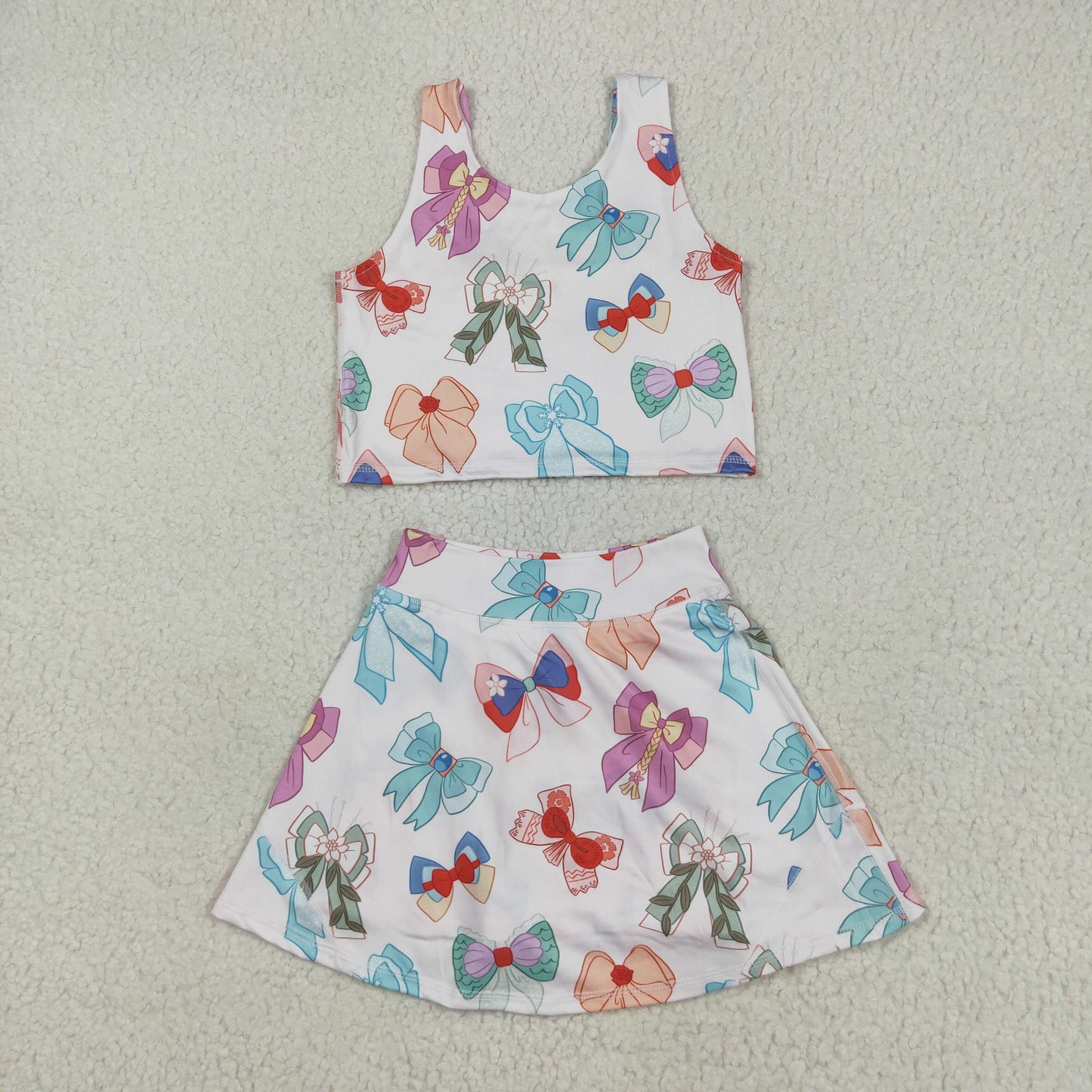 Girls Athletic Dress or Skort Set – Matching Prints| Coquette Inspired Bow| Built-In Shorts
