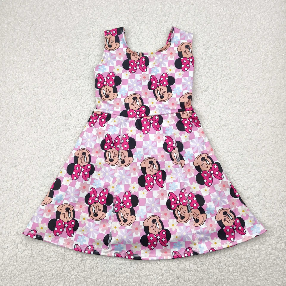 Girls Athletic Dress or Skort Set – Matching Prints| Retro Pink Mouse Ears| Built-In Shorts