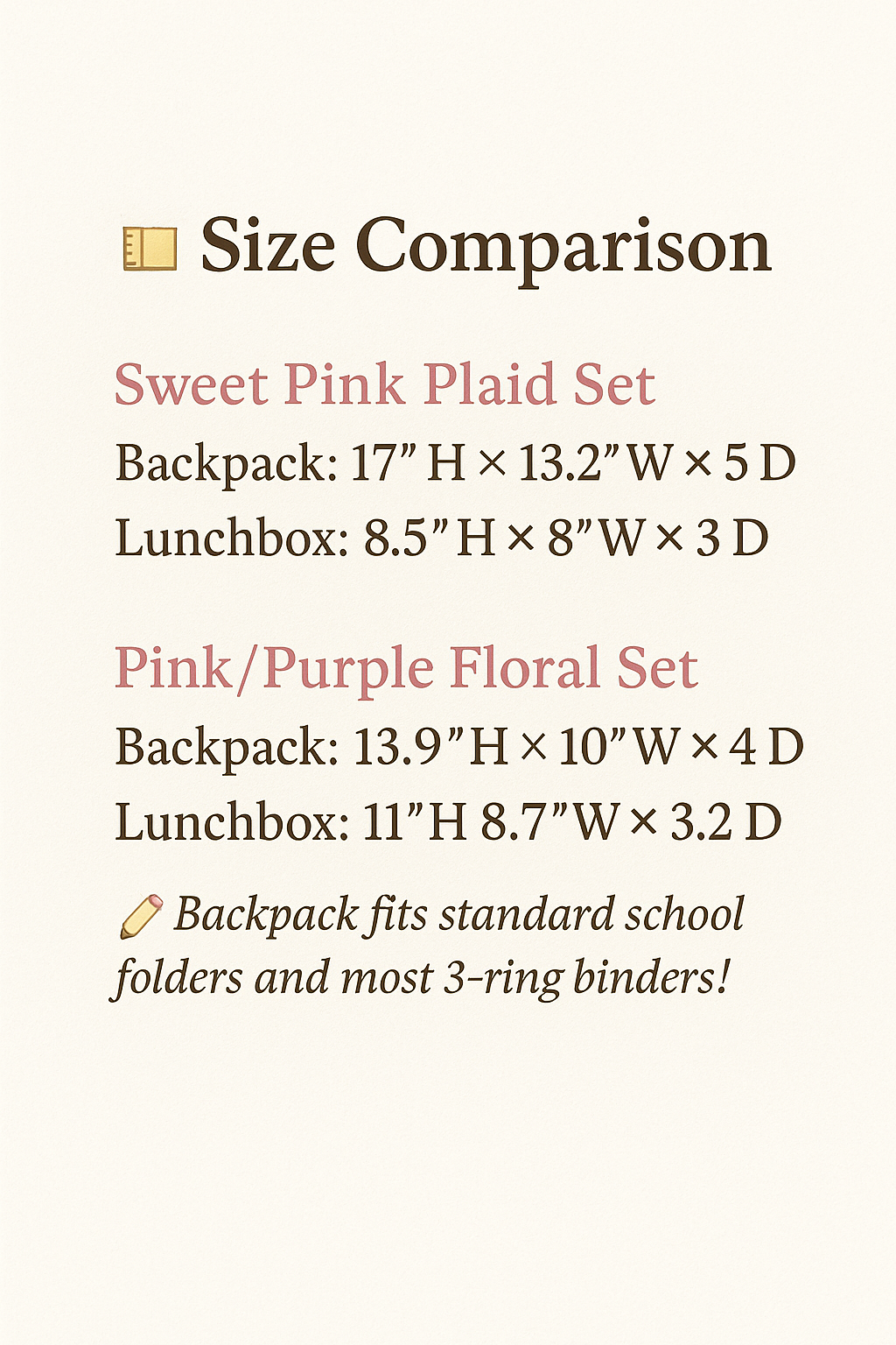 Matching Kids Backpack & Lunchbox Set – Pink Plaid or Floral Ruffle