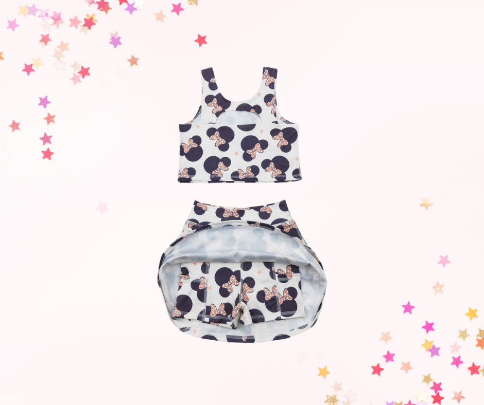 Girls Athletic Skort Set β Classic Mouse Ears Print | Built-In Shorts with Pockets