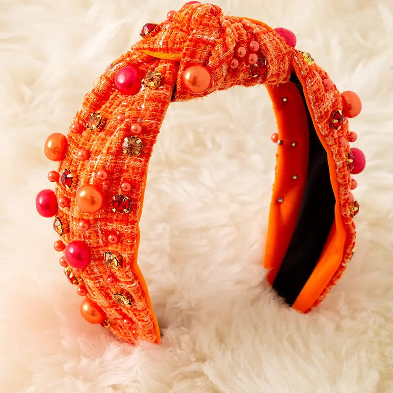 Girls Halloween Knot Headband – Beaded & Rhinestone Embellished – 4 Color Options