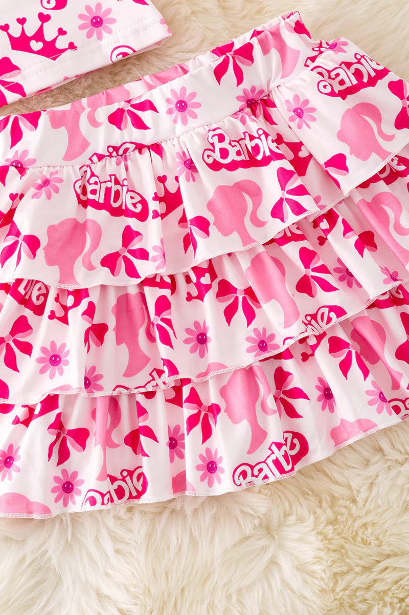 Girls Pink Doll Ruffle Skort Set – Crisscross Top Two-Piece Outfit | Limited Edition Milk Silk Set