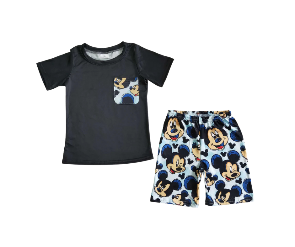 Boys Character Pocket Tee & Shorts Set – 2-Piece Park Vacation Outfit