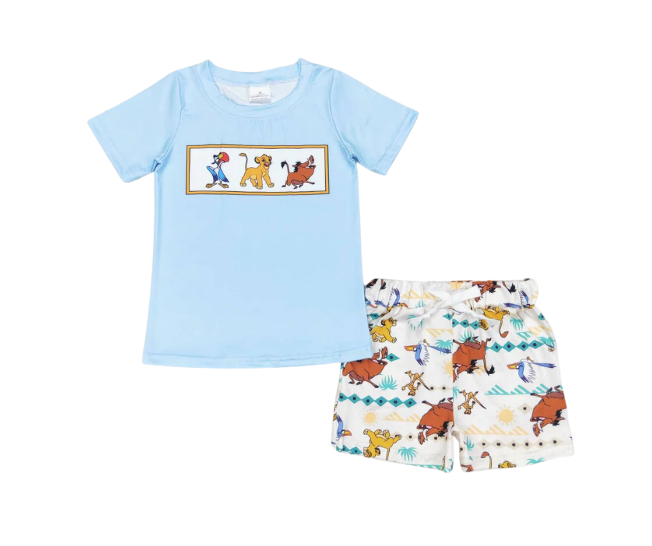 Lion-Themed Family Matching Outfits – Dress, Ruffle Shorts Set & Boys Tee Set