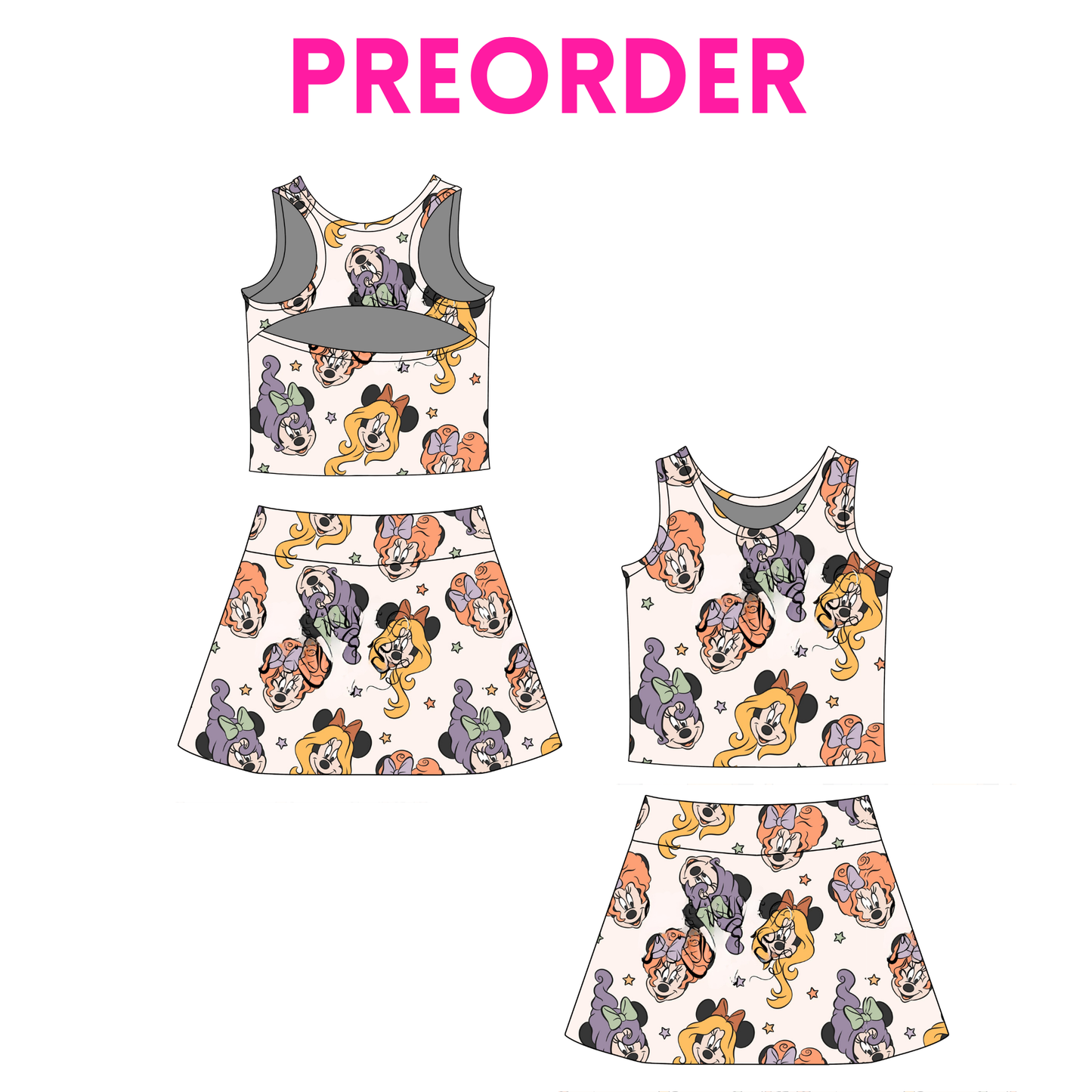 Girls Halloween “Witchy Mouse Ears” Skort Set| 2 Color Options – Fall Athletic Outfit for Baby, Toddler & Teen