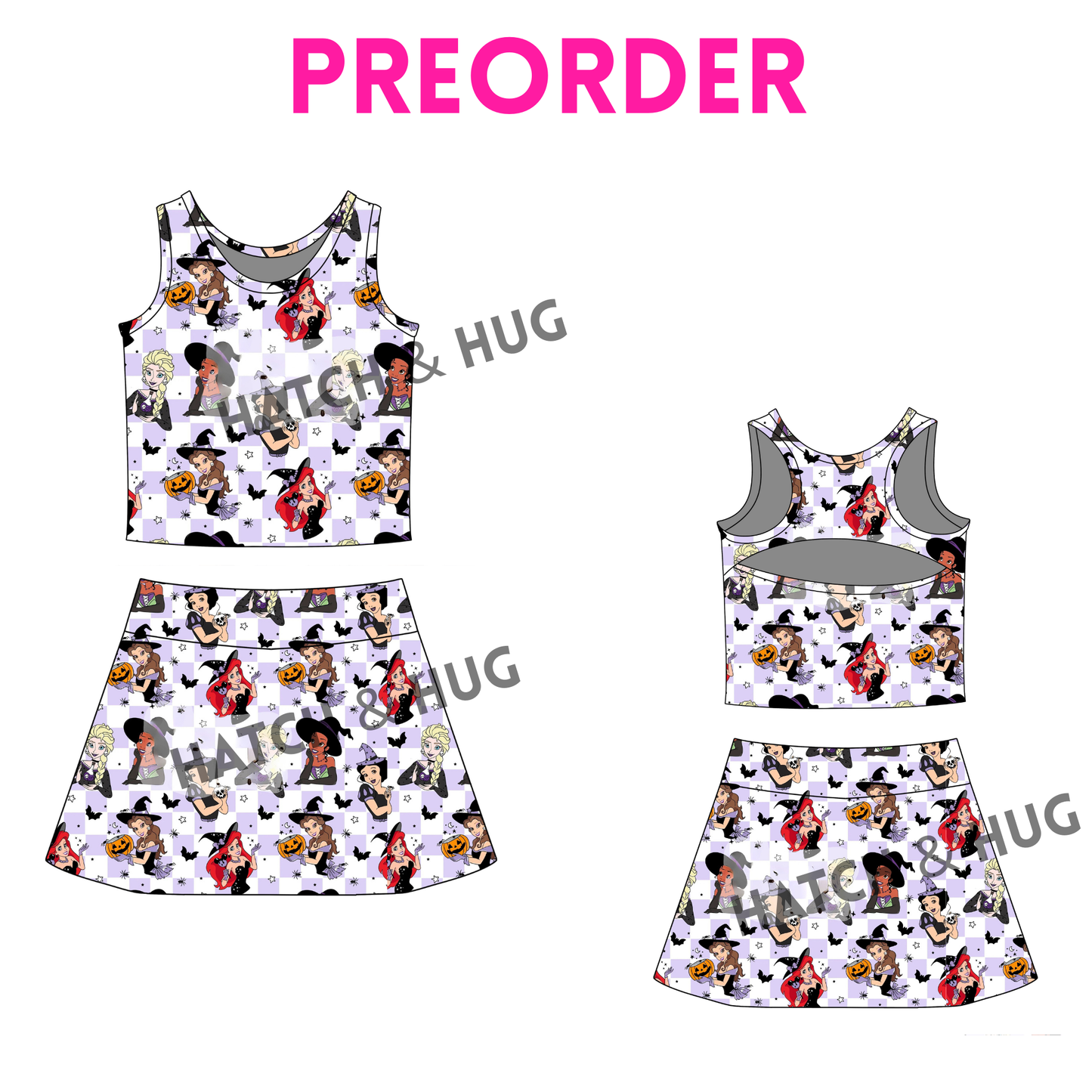 Girls Halloween “Spooky Princess” Skort Set| 2 Color Options – Fall Athletic Outfit for Baby, Toddler & Teen