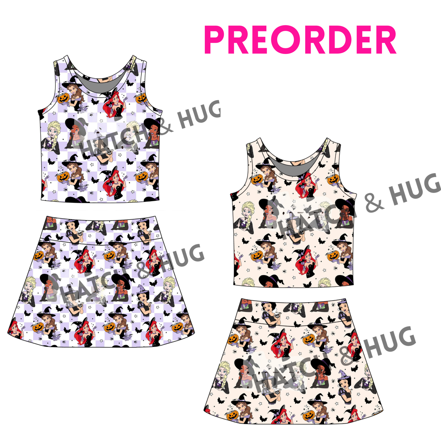Girls Halloween “Spooky Princess” Skort Set| 2 Color Options – Fall Athletic Outfit for Baby, Toddler & Teen