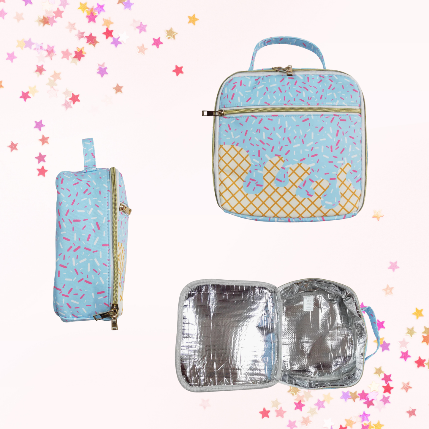 Matching Kids Backpack and Lunchbox Set for Kids – Toddler, Preschool, School, Pink or Blue Sprinkles