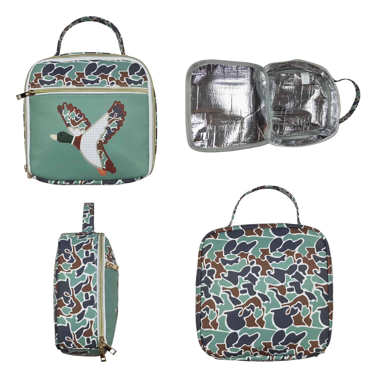 Matching Kids Backpack and Lunchbox Set for Kids – Toddler, Preschool, Embroidered Camo Duck