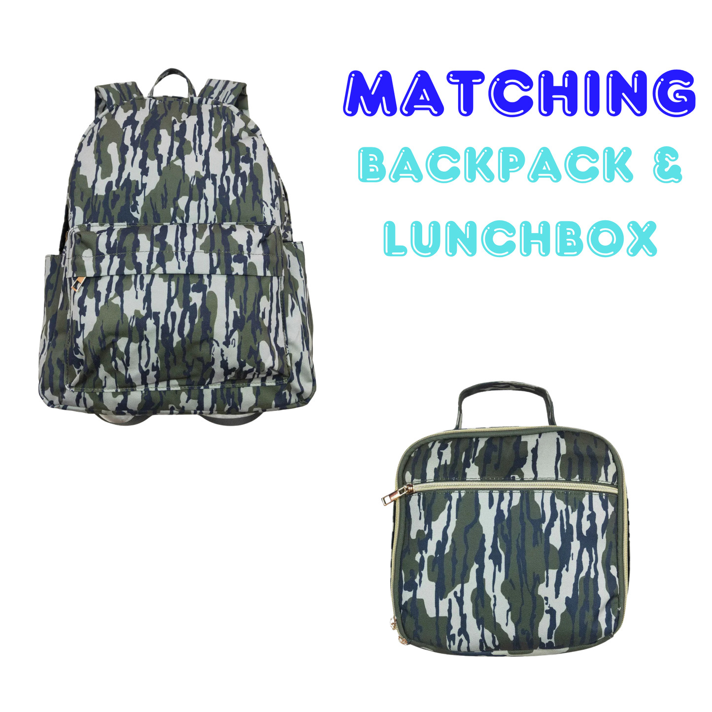 Matching Kids Backpack and Lunchbox Set for Kids – Toddler, Preschool, Camouflage