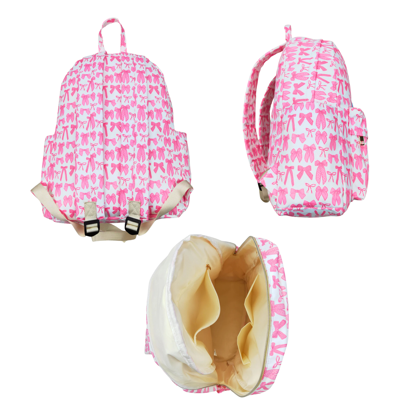 Matching Kids Backpack and Lunchbox Set for Kids – Toddler, Preschool, School, Pink Coquette Bows