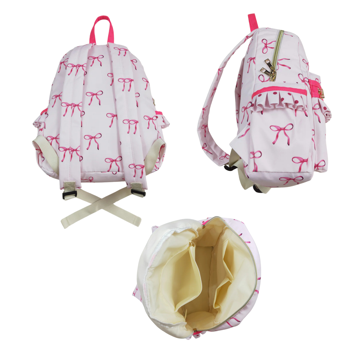Matching Kids Backpack and Lunchbox Set for Kids – Toddler, Preschool, School, Pink Coquette Bows