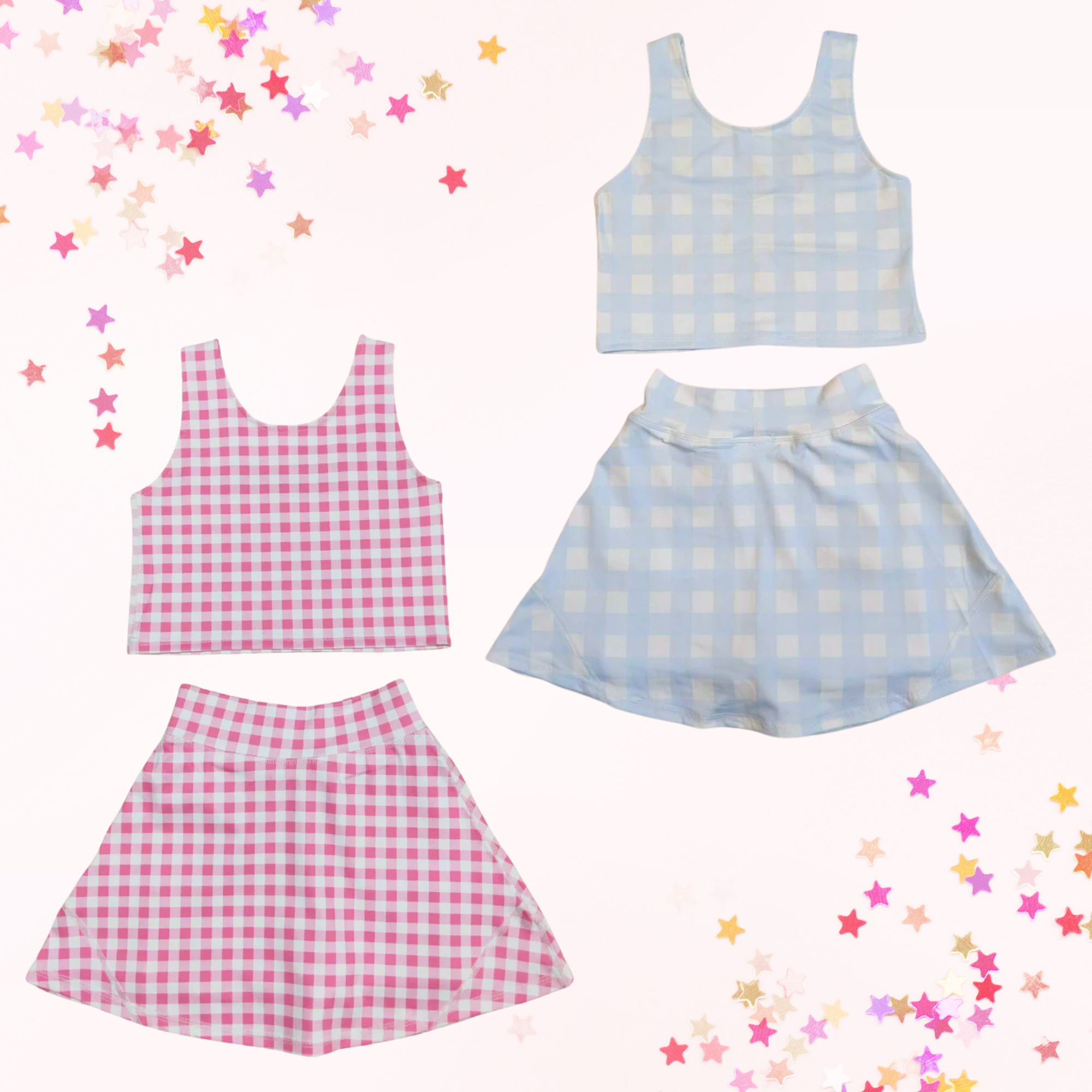 Plaid active skort set
