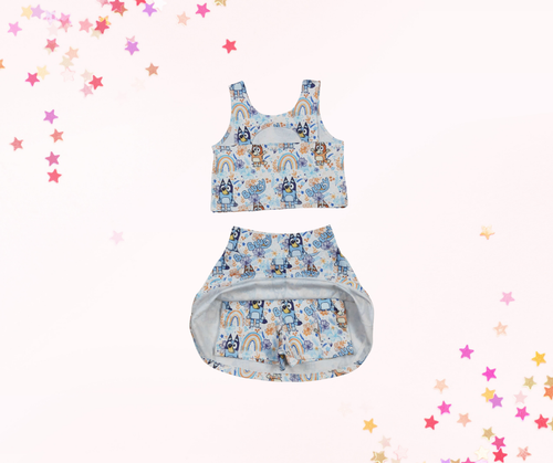 Blue dog Girls Athletic Skort Set