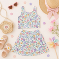 Pastel wildflower active skort set