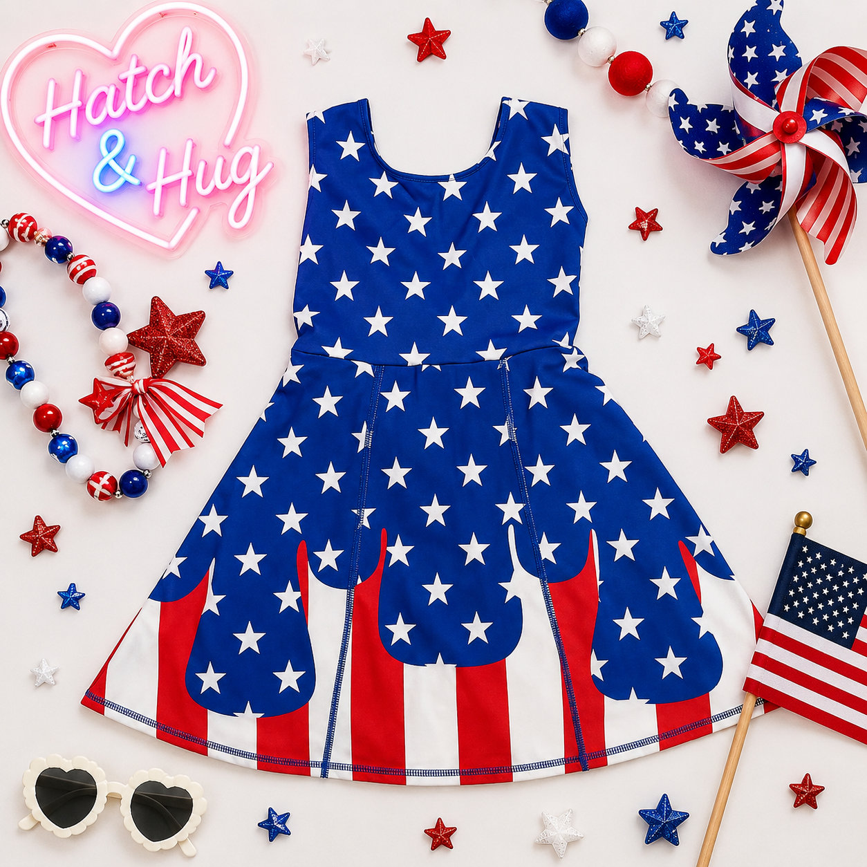 Patriotic Drip active twist back dress