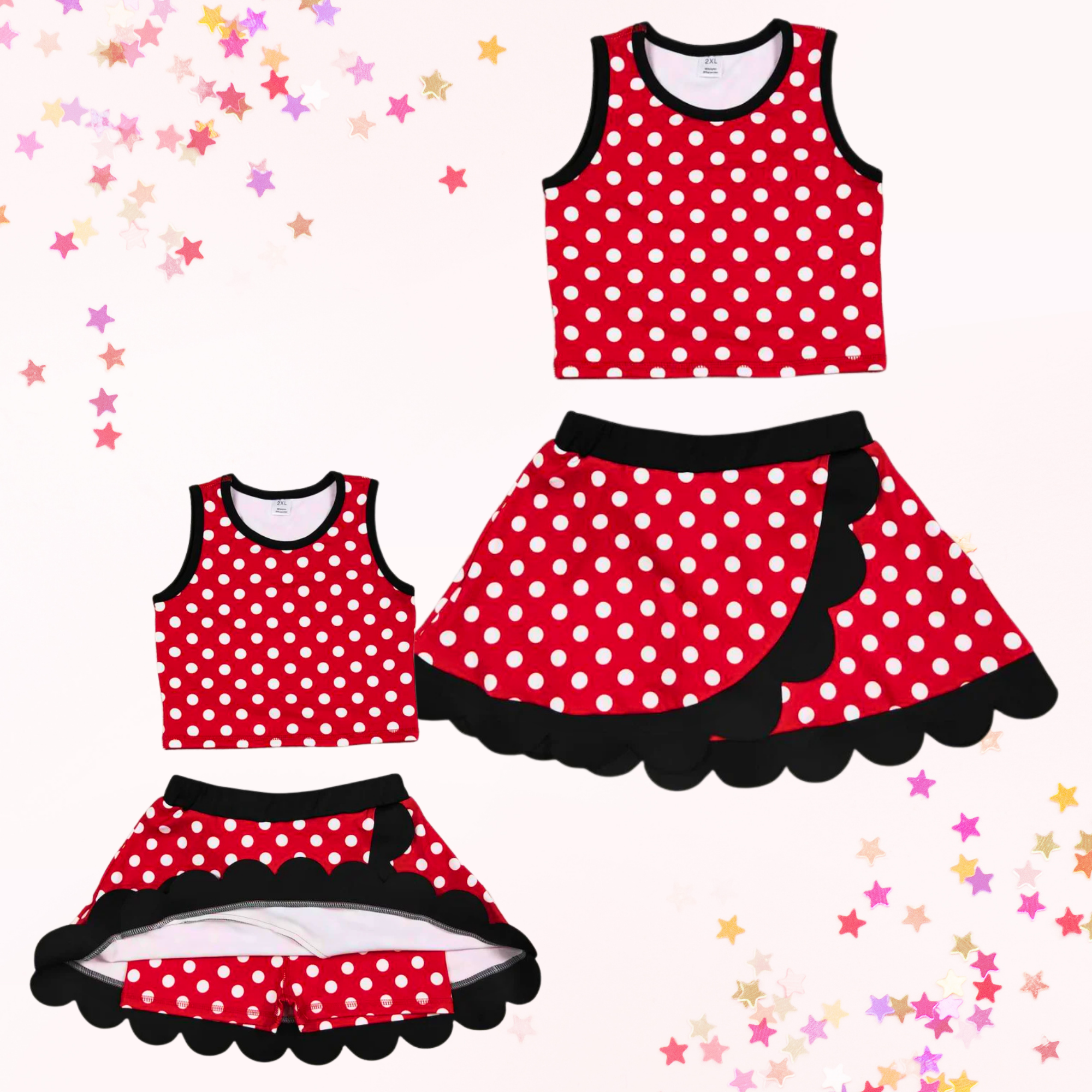 Classic Polka Dot Scallop Skort Set