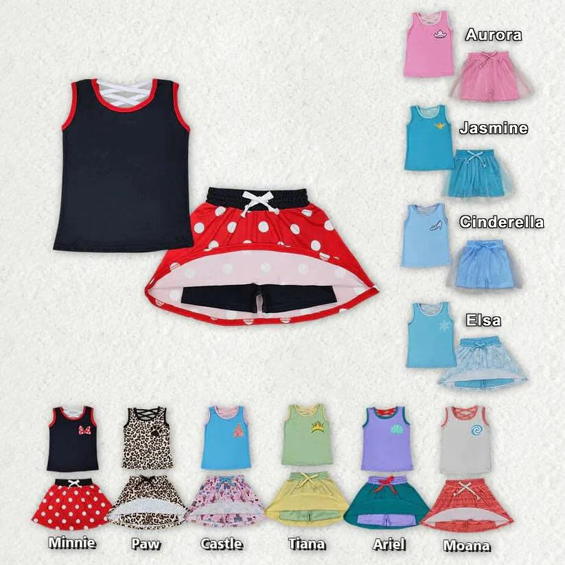 Character Inspired Girls Skort Set | Soft Milk Silk Two-Piece Outfit