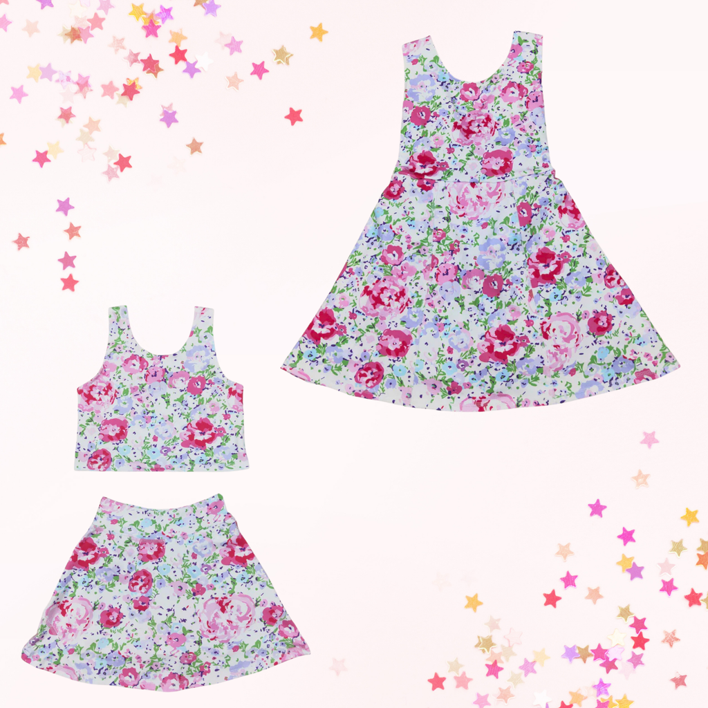 Pink floral active skort set or twist back dress