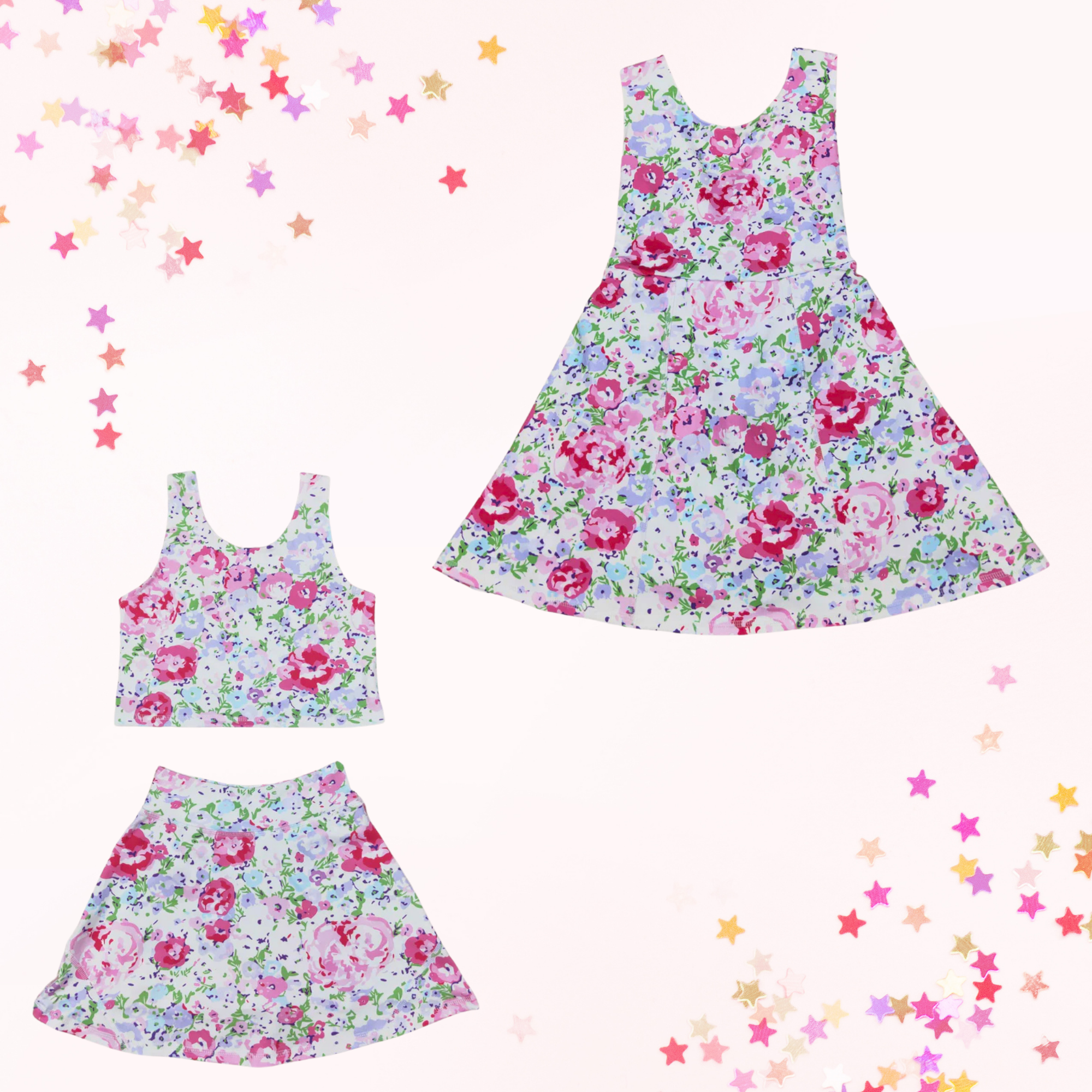 Pink floral active skort set or twist back dress