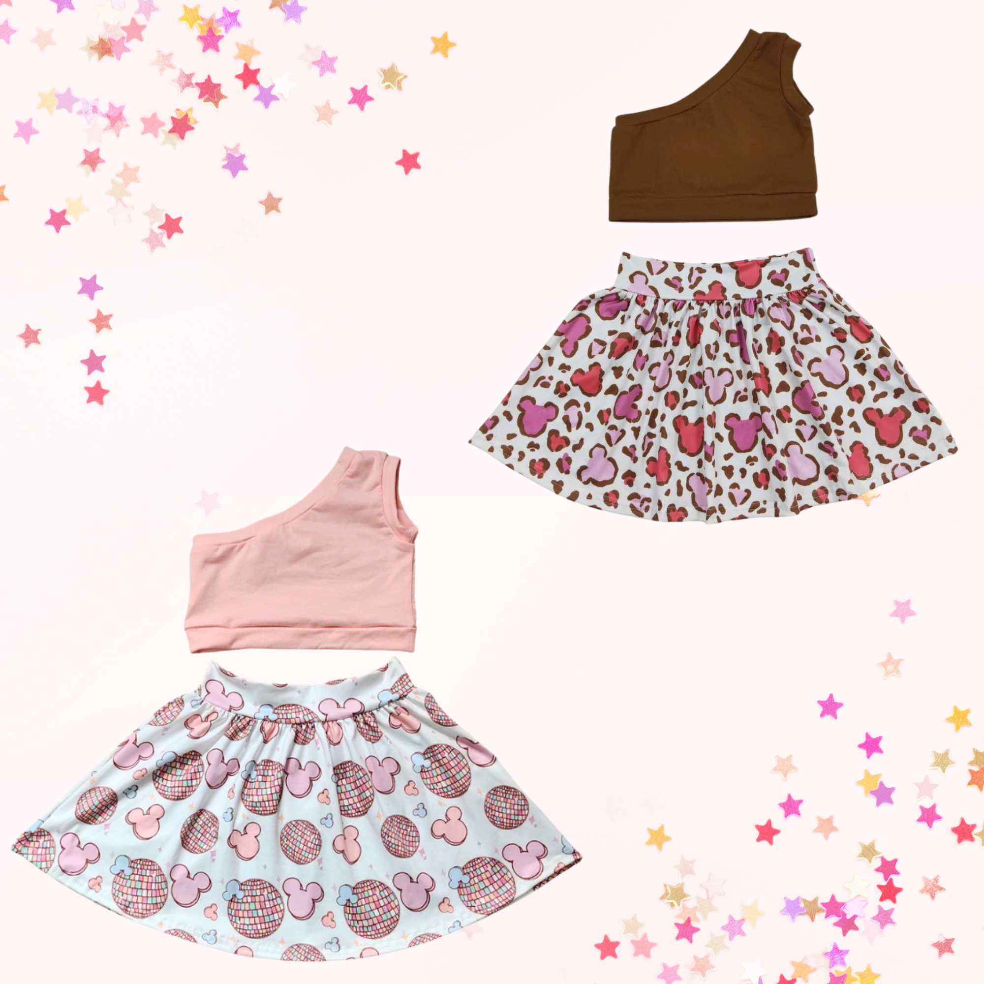 Girls One-Shoulder Skirt Set Collection