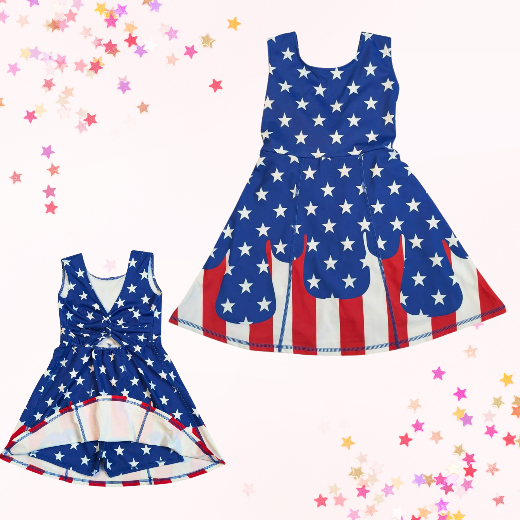 Patriotic Drip active twist back dress