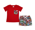 Boys Red Race Cars Character Short Set