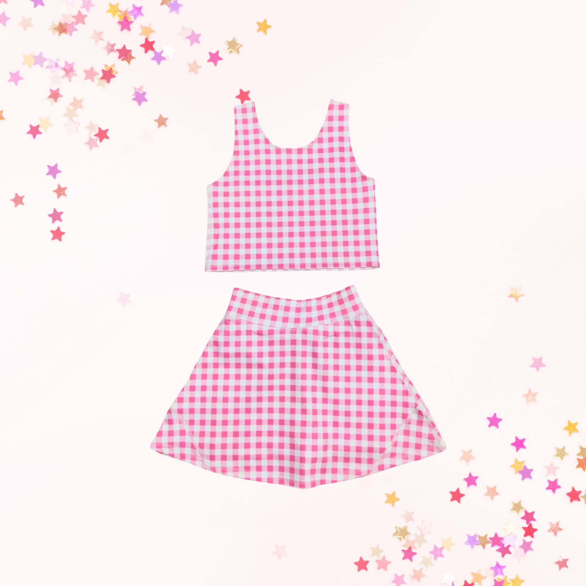 Plaid active skort set