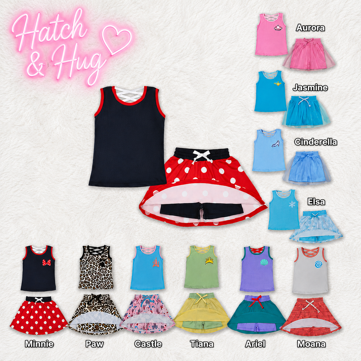Character Inspired Girls Skort Set | Soft Milk Silk Two-Piece Outfit
