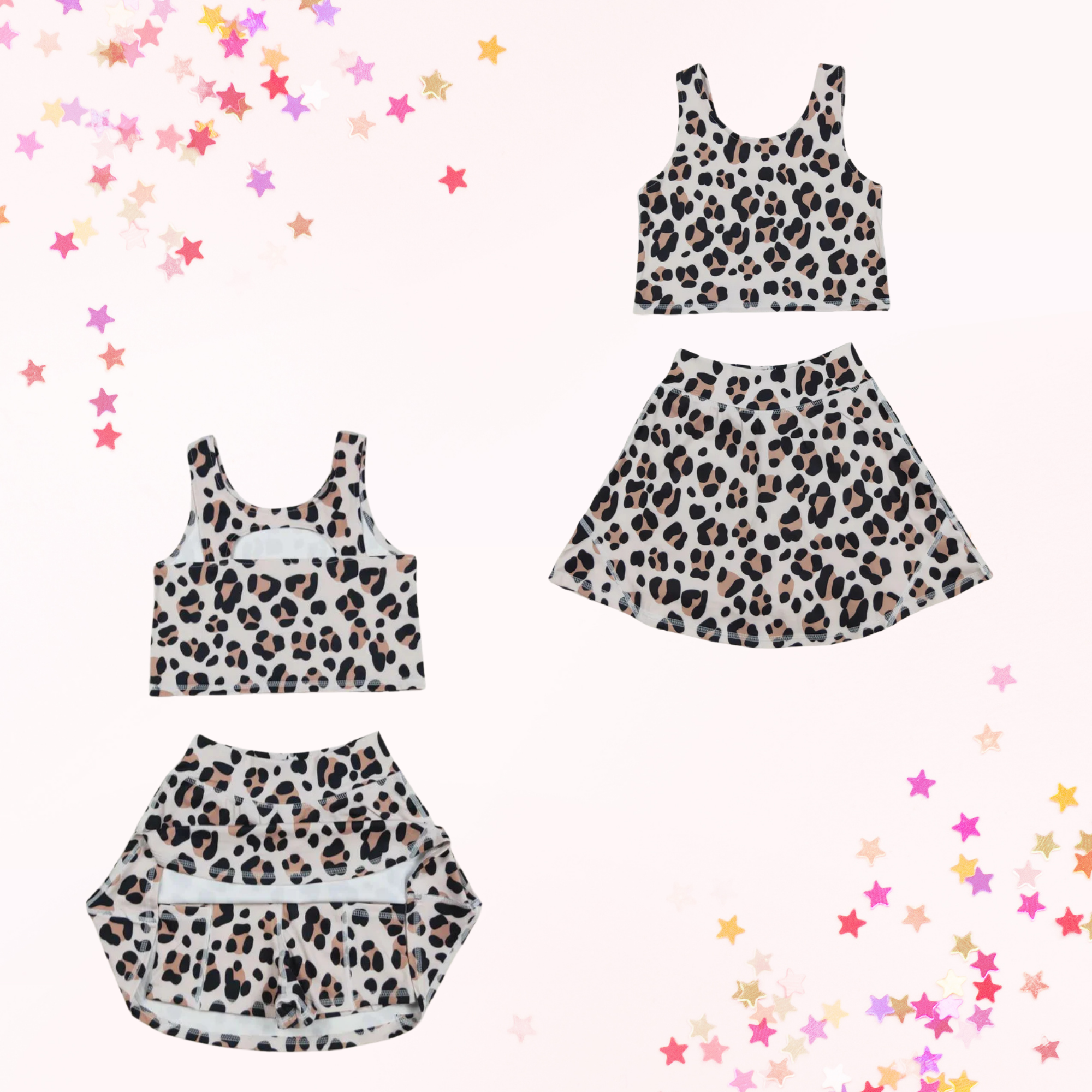 Leopard Active Collection – Skort Set or Crossback Dress