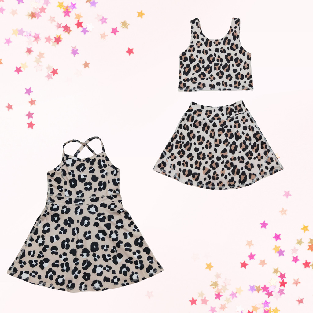 Leopard Active Collection – Skort Set or Crossback Dress