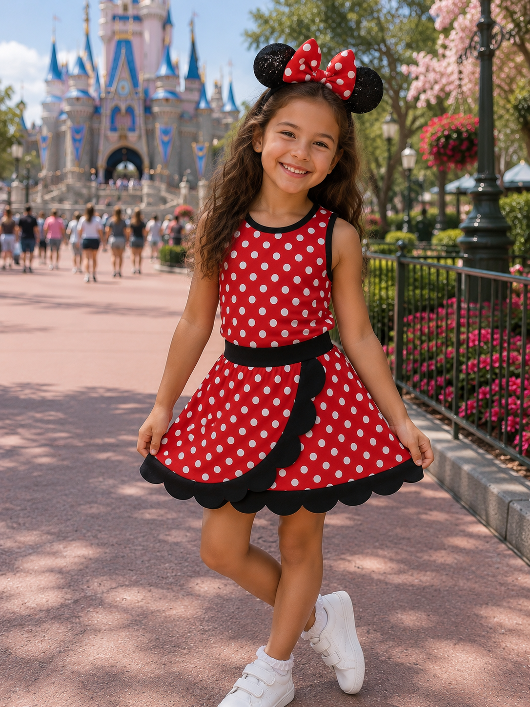 Classic Polka Dot Scallop Skort Set