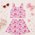 Red coquette bows athletic skort set