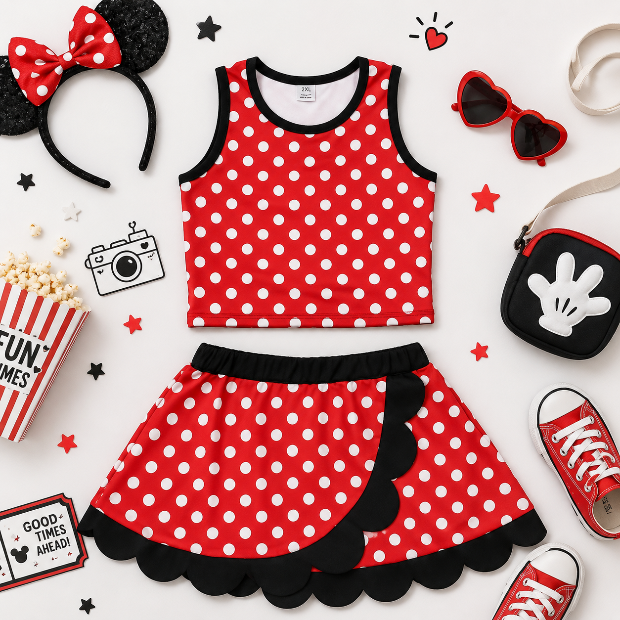 Classic Polka Dot Scallop Skort Set