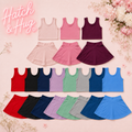 Solid colored girls active skort set