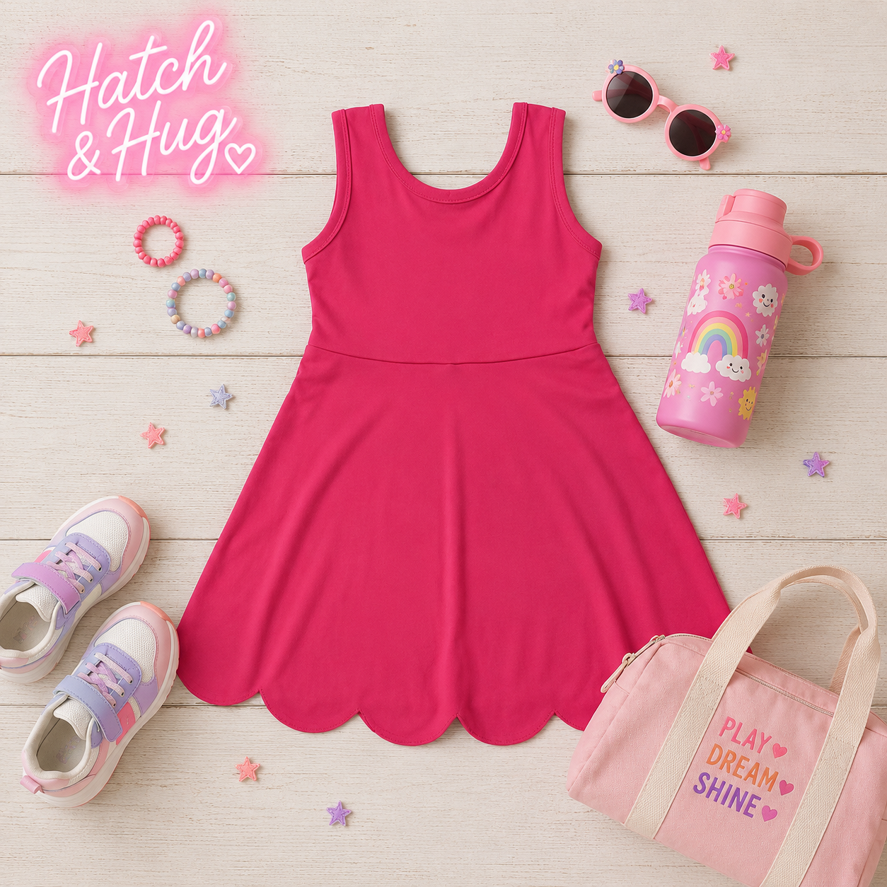 Solid Scallop Girls Active Dress