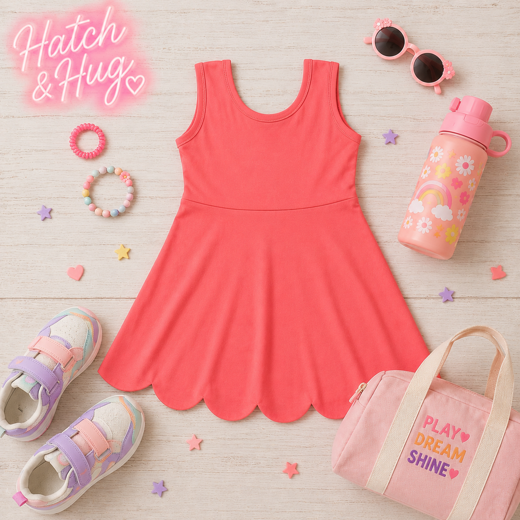Solid Scallop Girls Active Dress