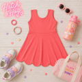 Solid Scallop Girls Active Dress