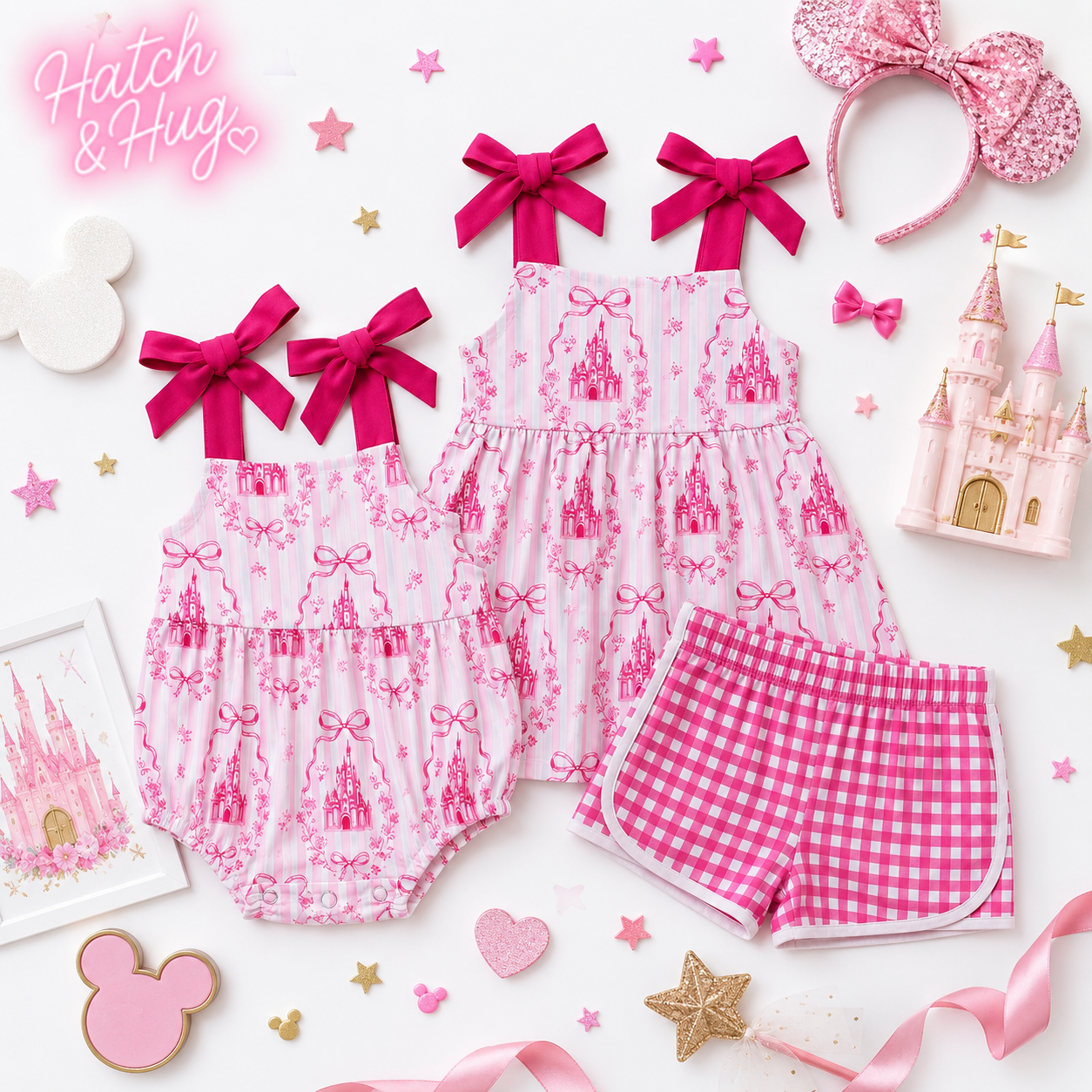 Pink Coquette Castle Collection – Tank Set or Baby Romper