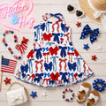 Patriotic Coquette Bows Girls Active Crossback Dress