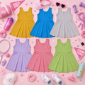 Solid Scalloped Girls Active Dress