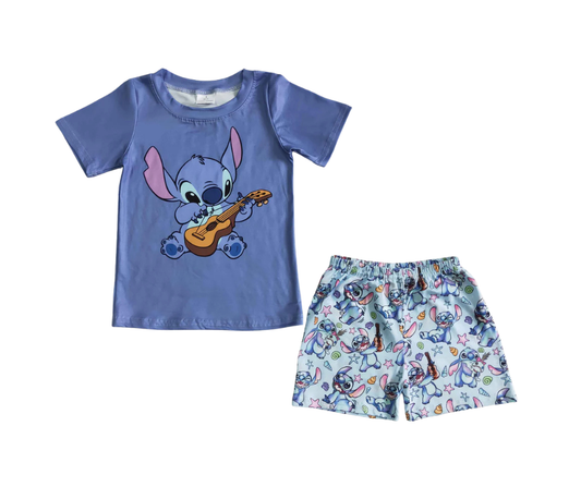 Boys Blue Alien Character Tee & Shorts Set – Park Outfit