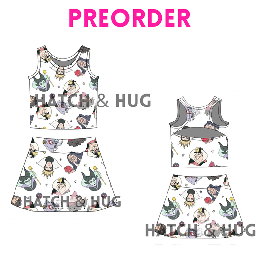 Girls Halloween “Muted Villains” Skort Set – Fall Athletic Outfit for Baby, Toddler & Teen