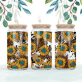 Wrap Boho sunflower floral, ready to press, sublimation transfer, glass can cup, 12oz, 16oz, 20oz, print out, adult, kids, women, men