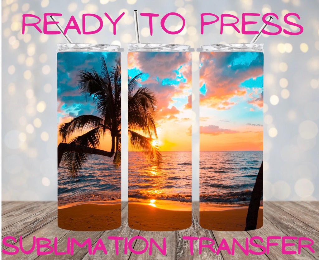 Wrap beach sunset, ready to press, sublimation transfer, tumbler, 12oz, 20oz, print out, adult, kids, men, women