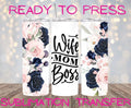 Wrap wife mom boss, blue pink floral, ready to press, sublimation transfer, tumbler, 12oz, 20oz, print out, adult, kids, men, women
