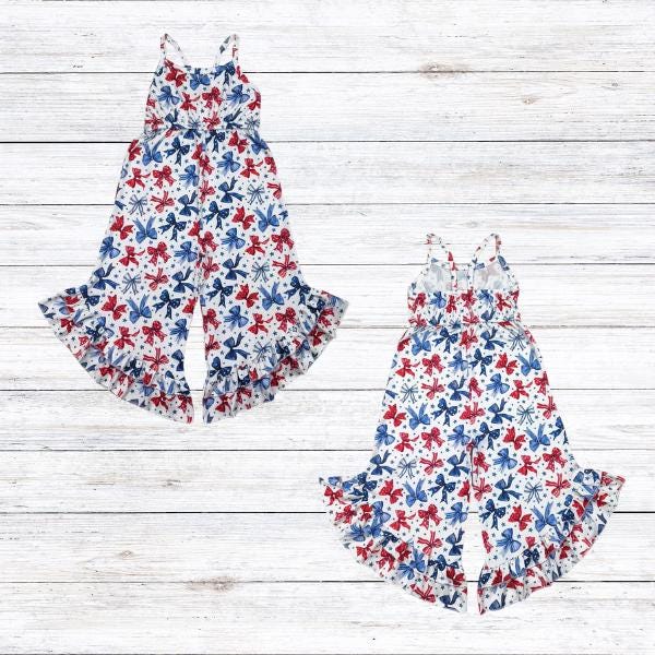 July 4th Patriotic Girls Outfit, USA Athleisure Dress, Romper & Jumpsuit, 4th of July Red White Blue Toddler and Kids Clothing