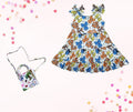 Fish Inspired Girls Twirl Dress with Bows, Soft Summer Dress for Toddlers and Kids, Park Outfit