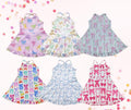 Girls Athletic Dress with Shorts – Criss Cross Back, Ruffle Hem, Coquette Bow Print, Toddler & Kids Tennis Dress